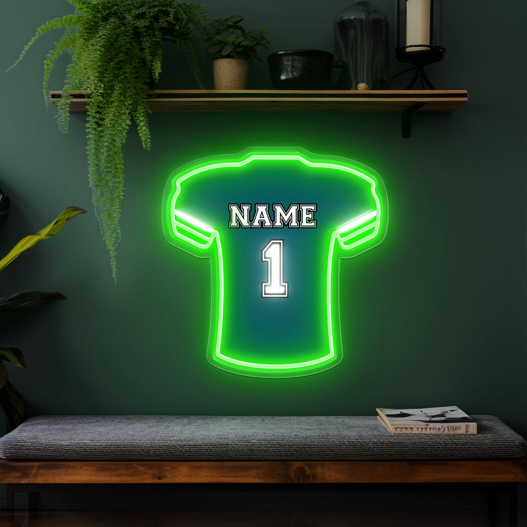 SELICOR Neon Personalized Name American Football No.1 Green Jersey