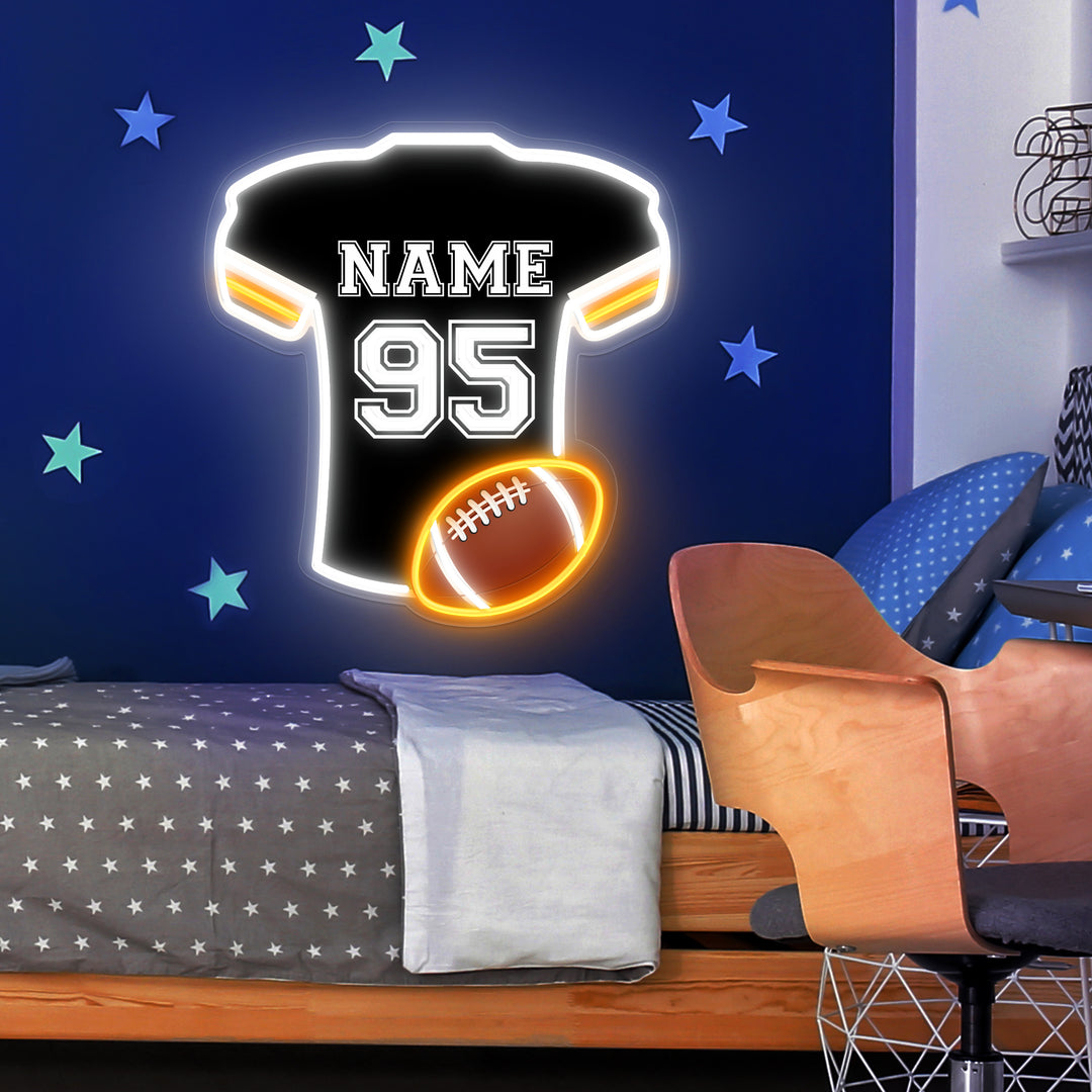 SELICOR Neon Personalized Name American Football No.95 Black Jersey
