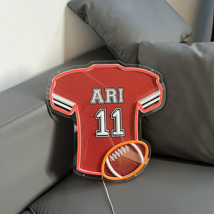 SELICOR Neon Personalized Name American Football No.97 Red Jersey