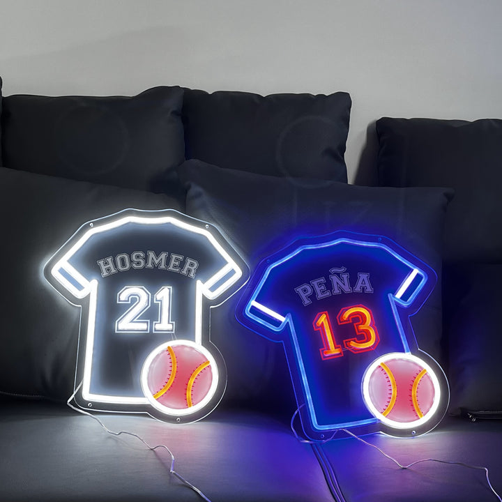 SELICOR Personalized Neon Kids Name Baseball Jersey Sign