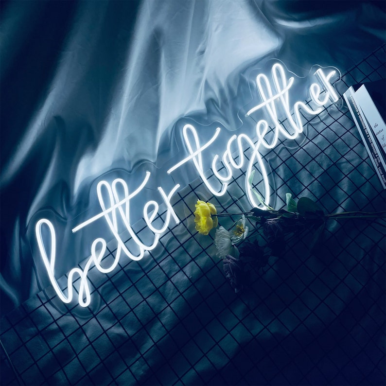selicor custom better together wedding neon sign in white