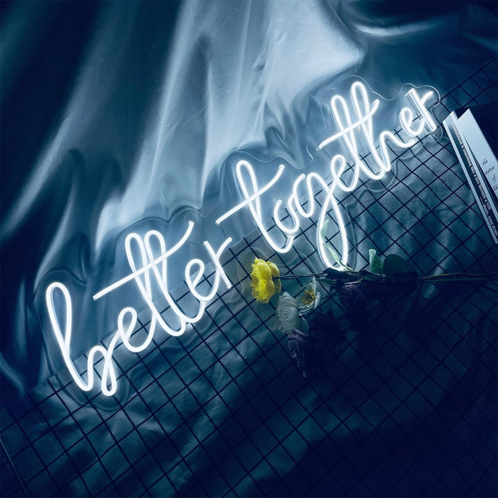 selicor custom better together wedding neon sign in white