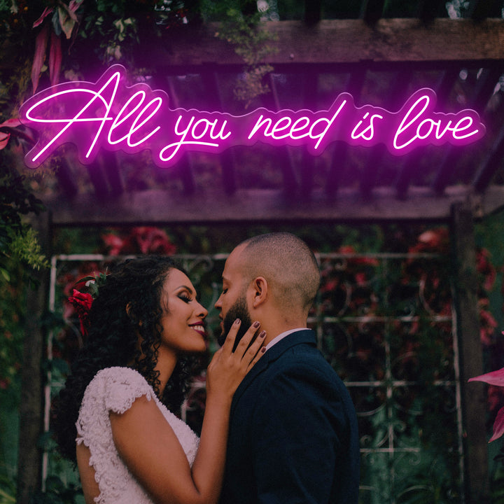 SELICOR ALL YOU NEED IS LOVE wedding neon sign in pink decor