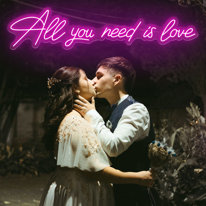SELICOR ALL YOU NEED IS LOVE wedding neon sign in pink
