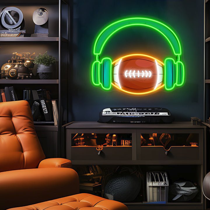 SELICOR Football & Headphones Neon Sign