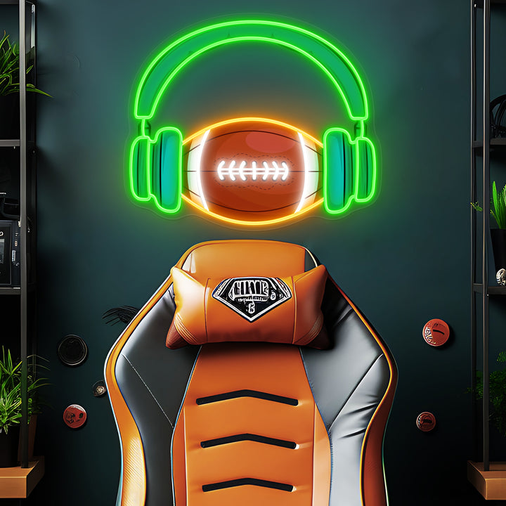 SELICOR Football & Headphones Neon Sign