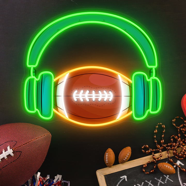 SELICOR Football & Headphones Neon Sign