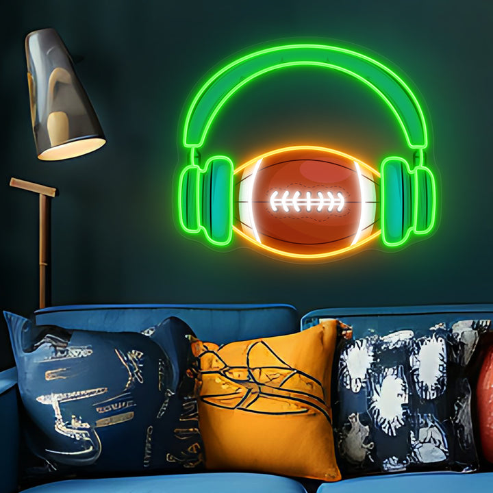 SELICOR Football & Headphones Neon Sign