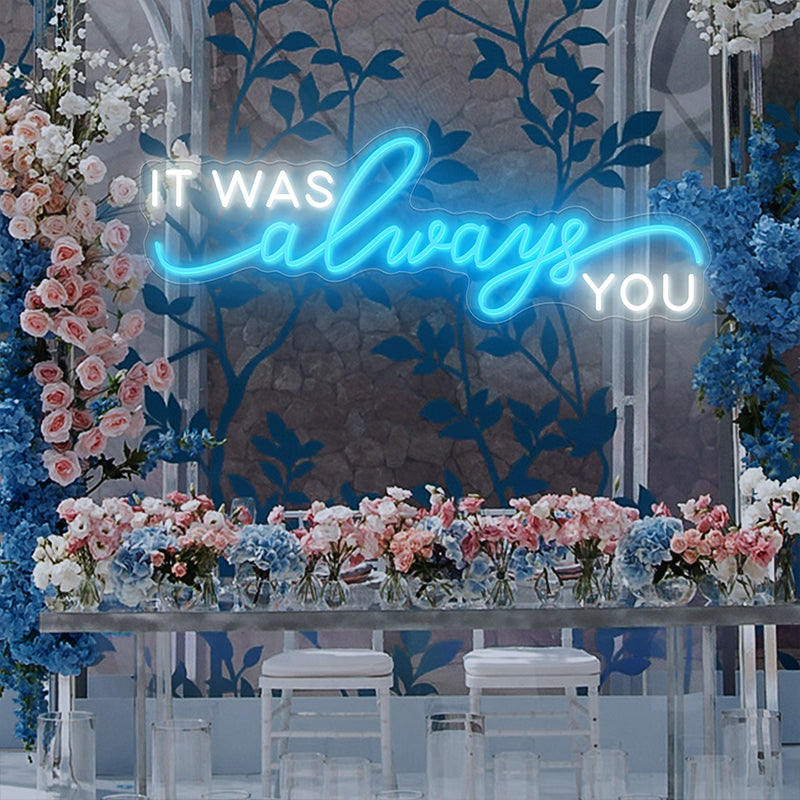 SELICOR It Was Always You Neon Wedding Venues Decor Sign blue and white
