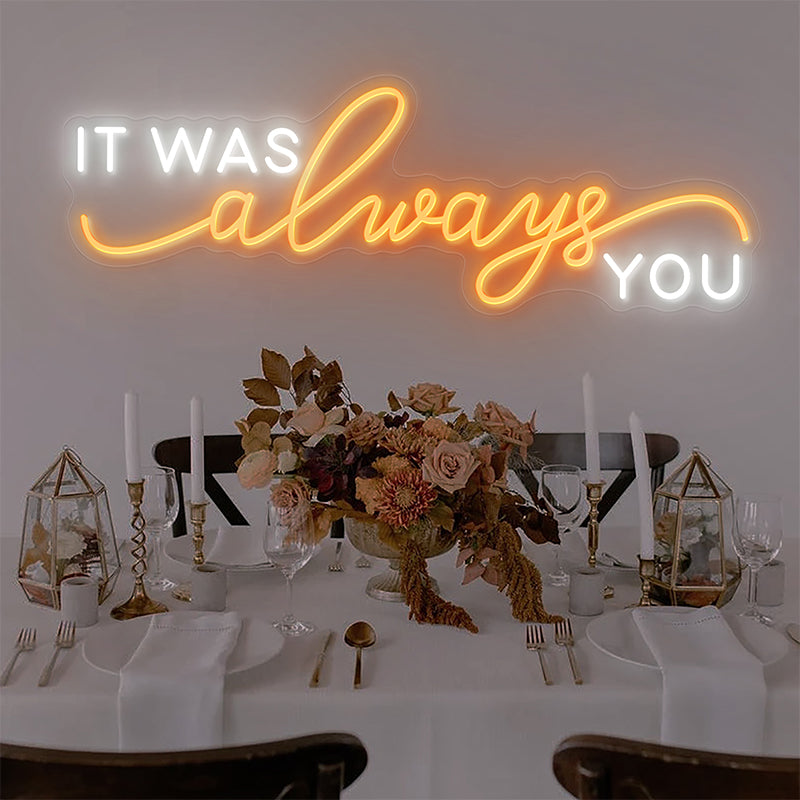 SELICOR It Was Always You Neon Wedding Venues Decor Sign orange and white