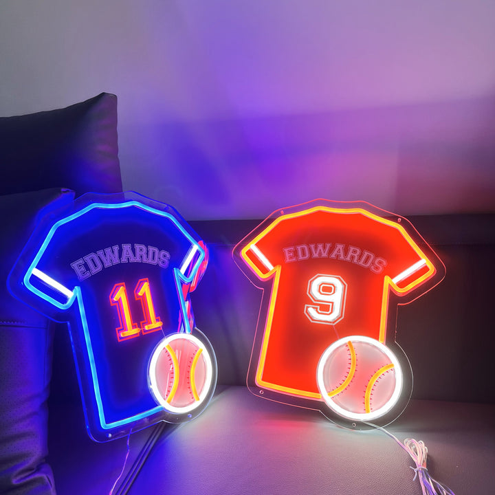 SELICOR Personalized Neon Kids Name Baseball Jersey Sign