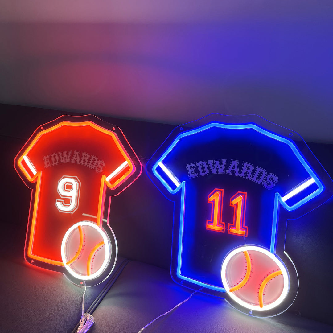 SELICOR Personalized Neon Kids Name Baseball Jersey Sign