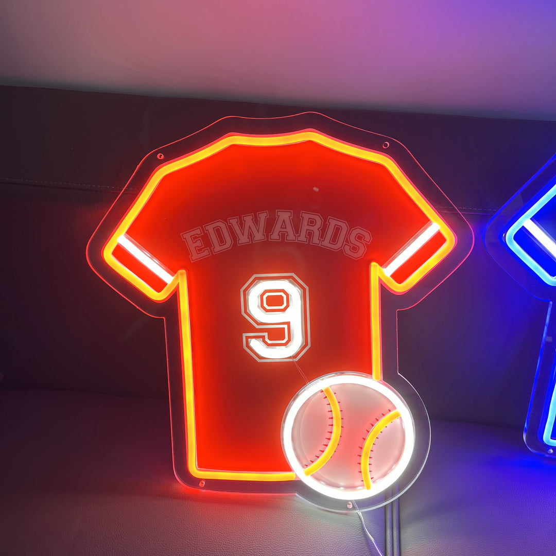 SELICOR Personalized Neon Kids Name Baseball Jersey Sign