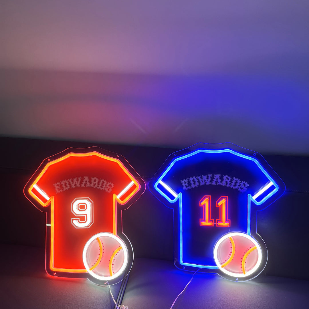 SELICOR Personalized Neon Kids Name Baseball Jersey Sign