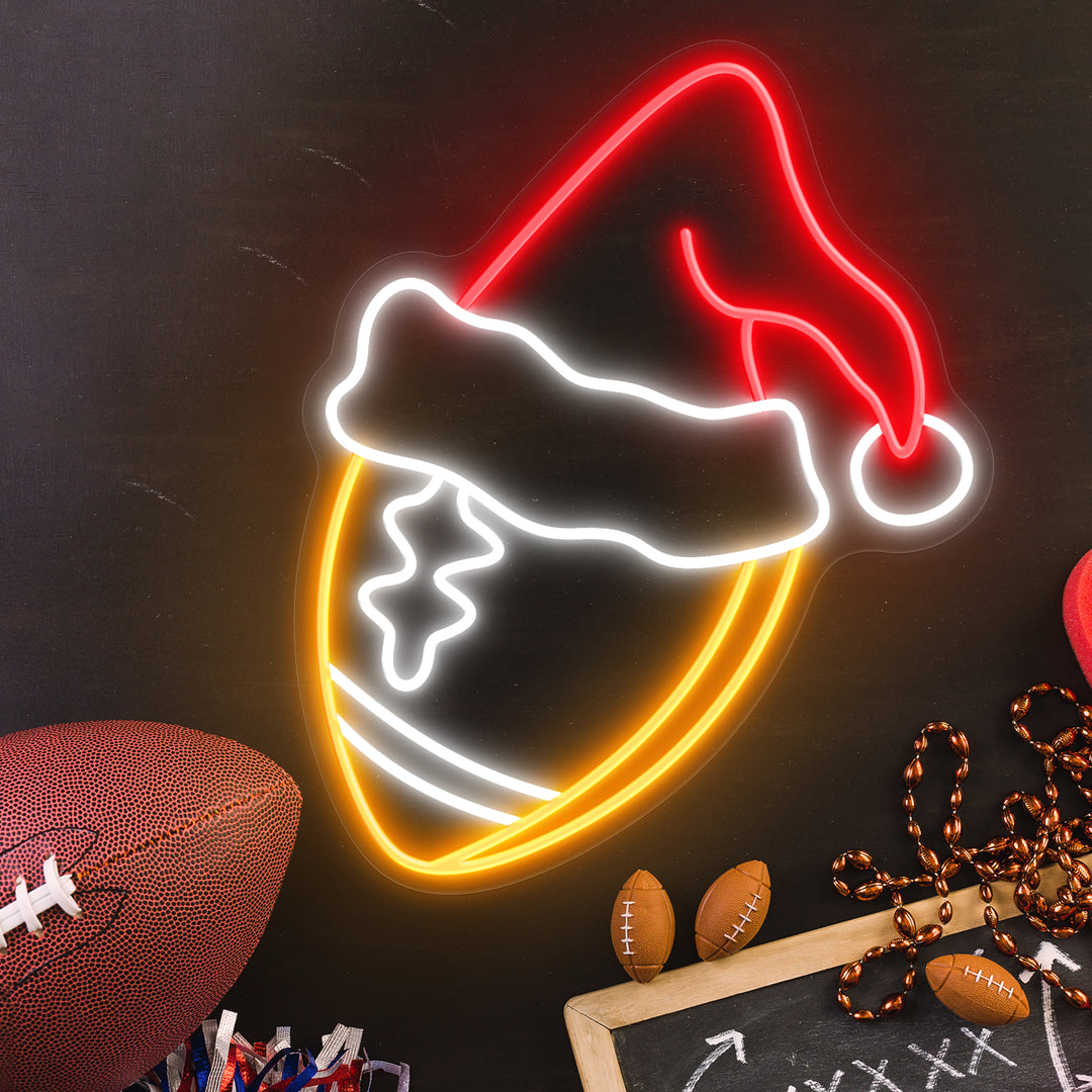 SELICOR Santa Hat Football Neon Sign