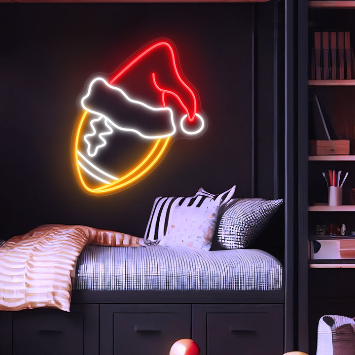 SELICOR Santa Hat Football Neon Sign