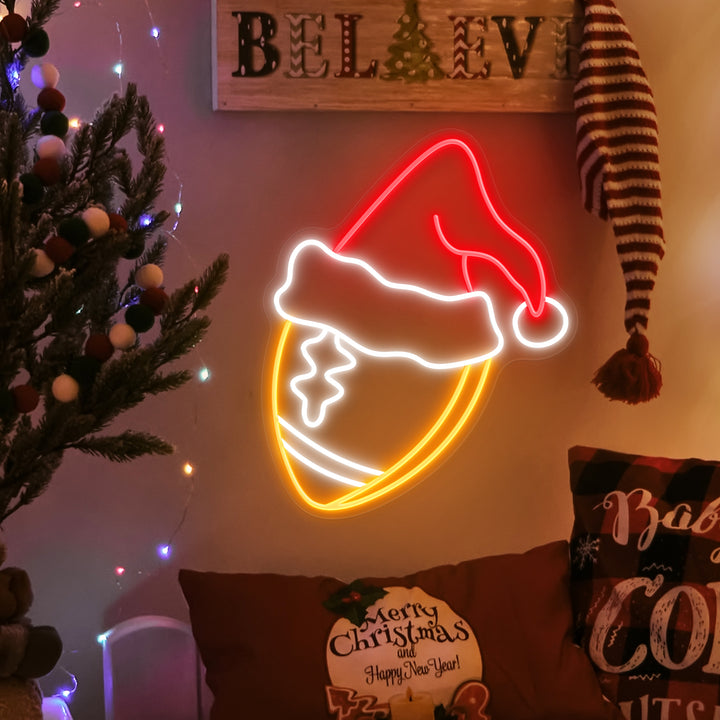 SELICOR Santa Hat Football Neon Sign