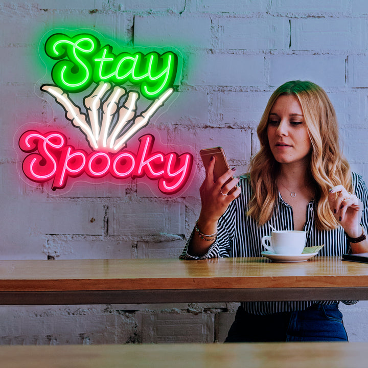 SELICOR Stay Spooky  Skeleton Hand Neon Sign