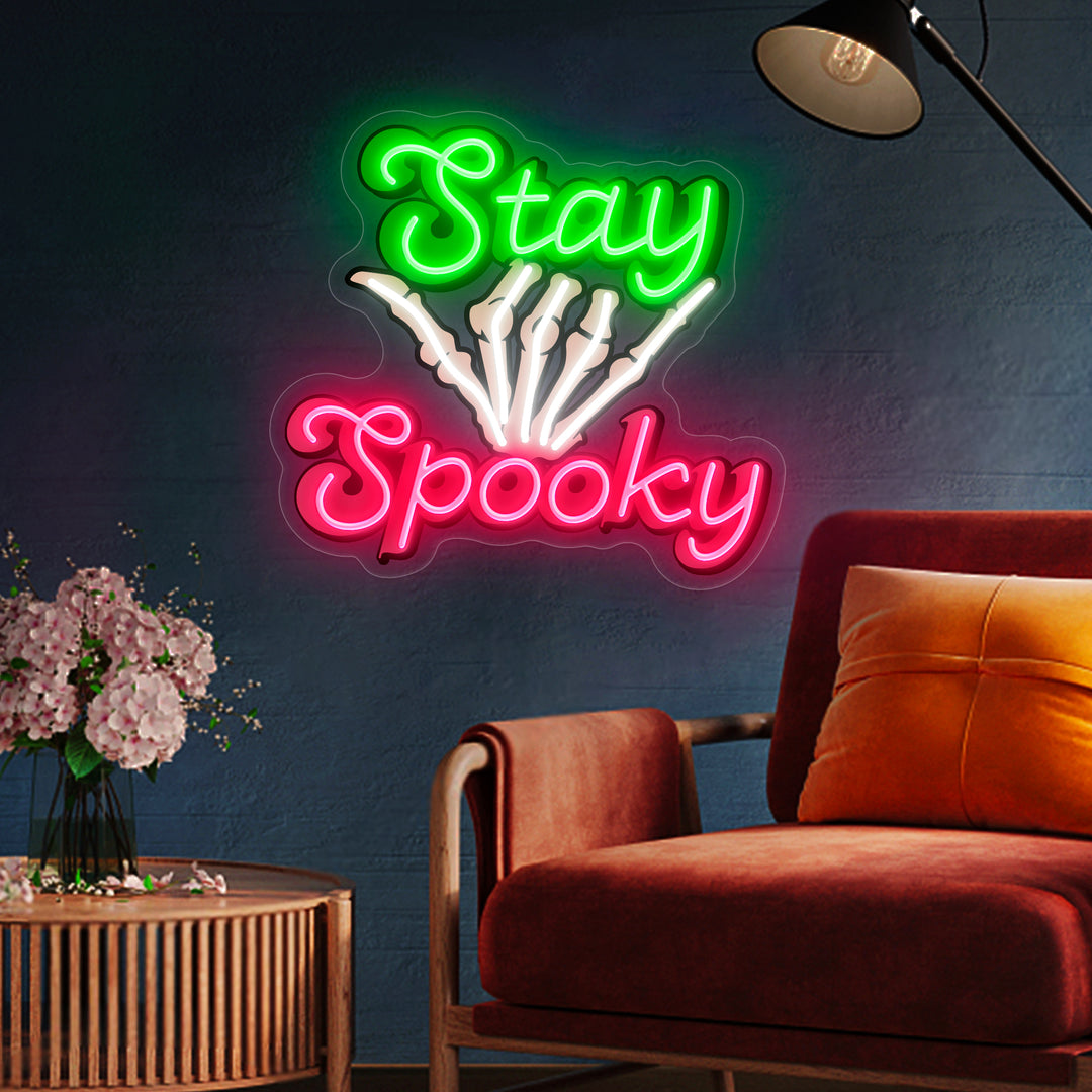 SELICOR Stay Spooky  Skeleton Hand Neon Sign