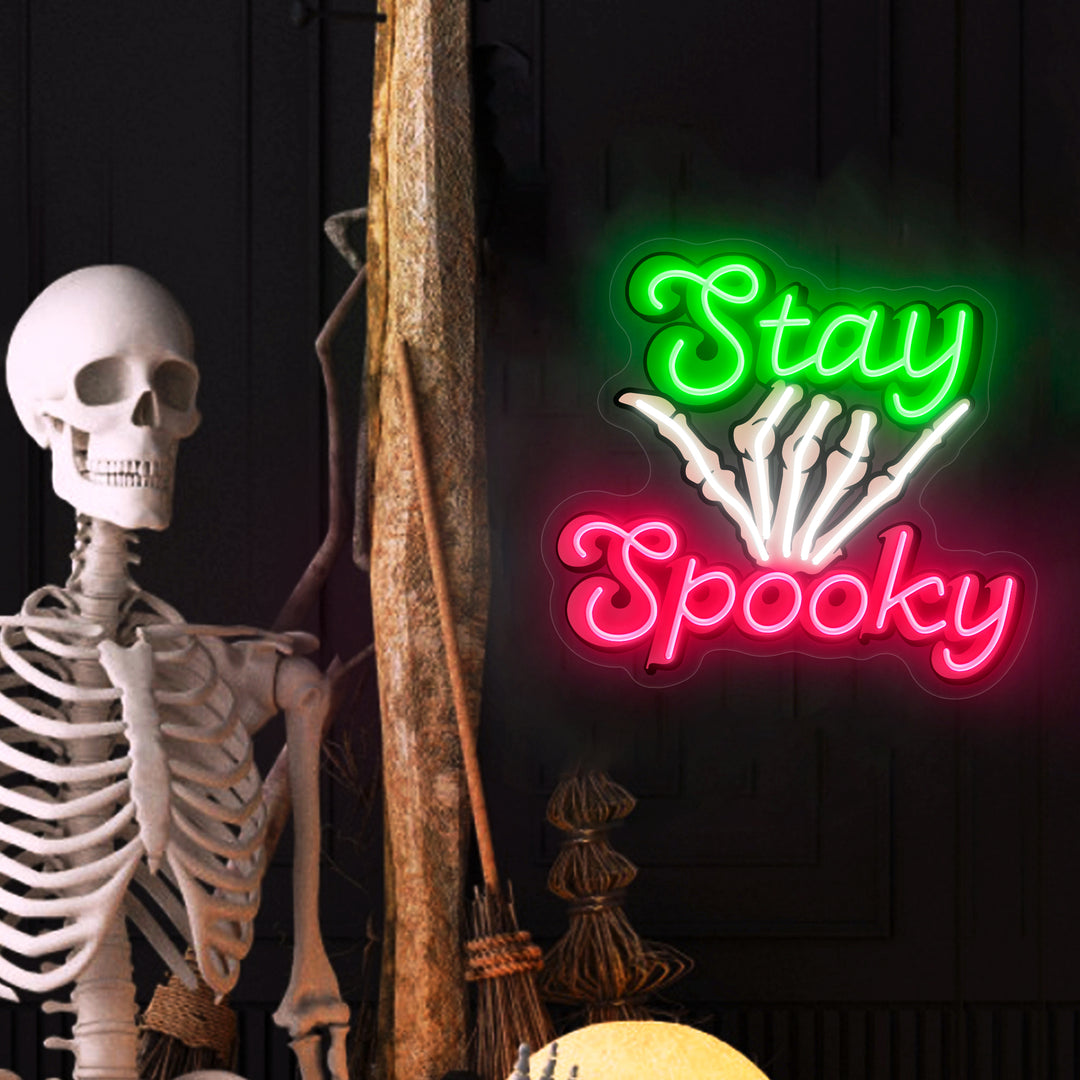 SELICOR Stay Spooky  Skeleton Hand Neon Sign