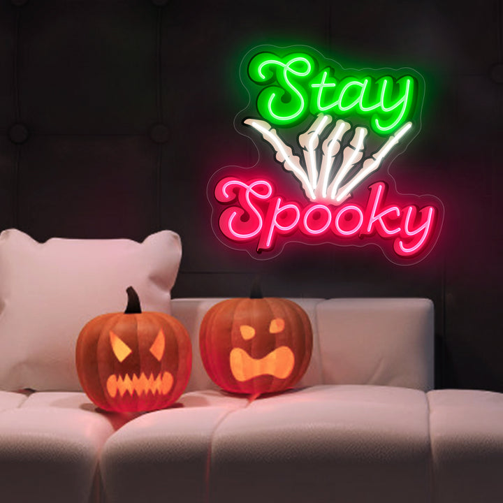 SELICOR Stay Spooky  Skeleton Hand Neon Sign