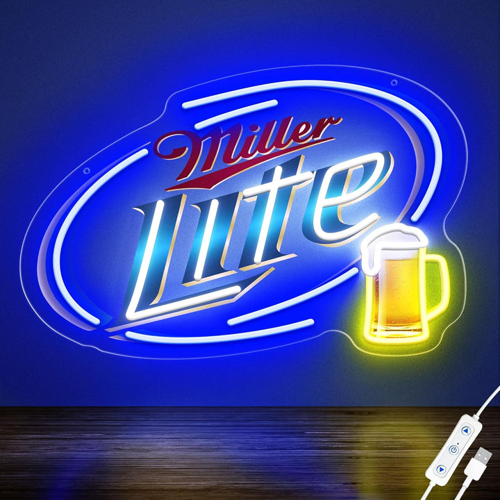 SELICOR UV Print Neon Beer Sign for Wall Decor