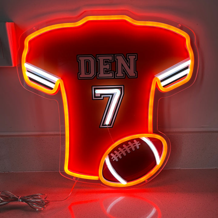 SELICOR Neon Personalized Name American Football No.2 Orange Jersey