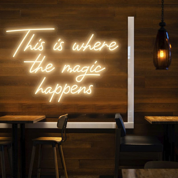 Selicor this is where the magic happen neon wall art in warm white