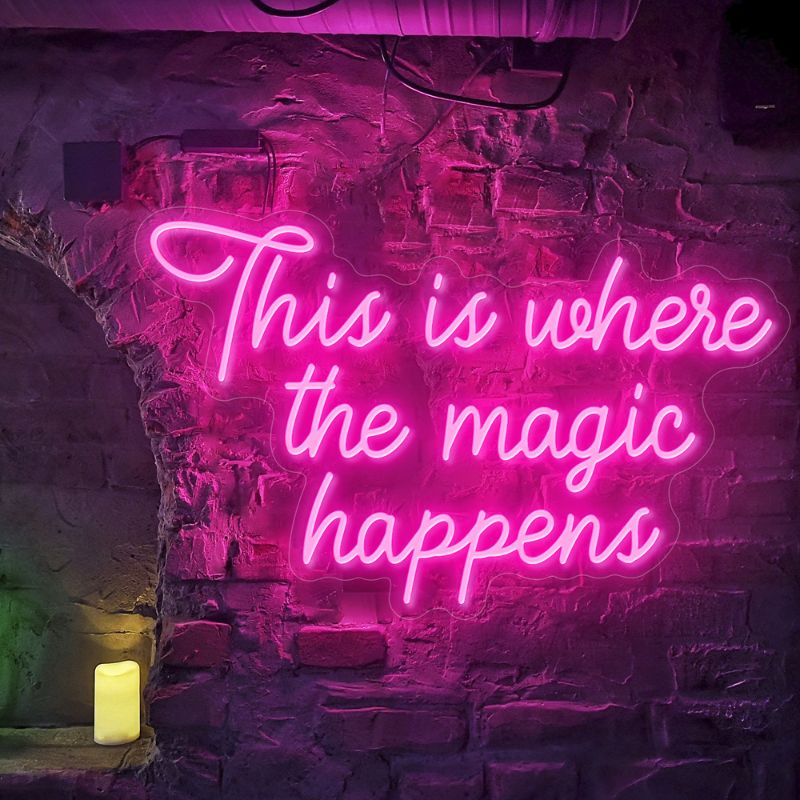 Selicor this is where the magic happen neon wall art in pink