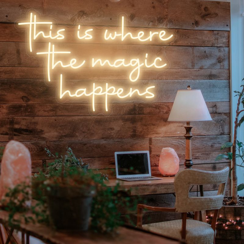 Selicor this is where the magic happen neon home wall art  in warm white