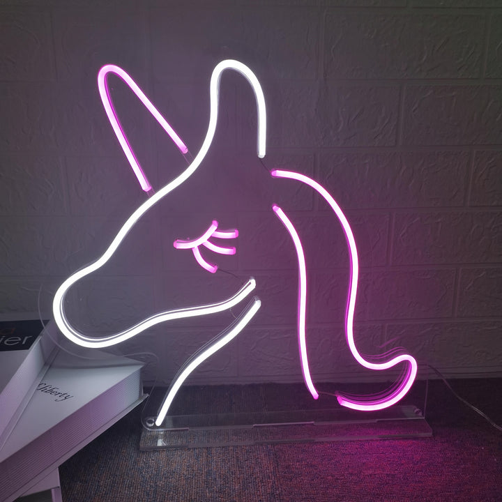 SELICOR Pink White Unicorn Neon Sign
