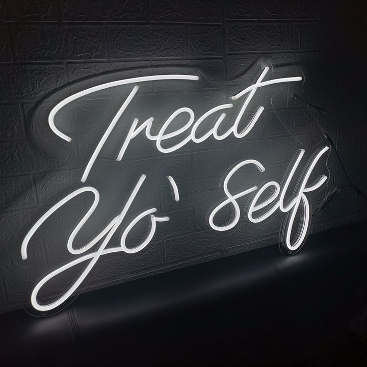 SELICOR Treat Yourself Neon Wall Art Sign inwhite