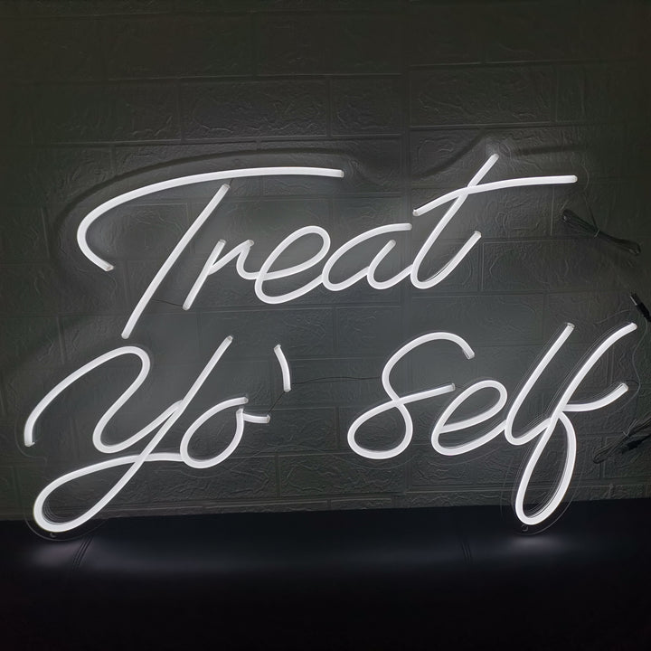 SELICOR Treat Yourself Neon  Sign Wall Art in white