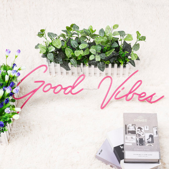 selicor Good Vibes neon sign in pink