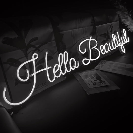 Selicro Hello Beautiful Personalized Neon Sign in white