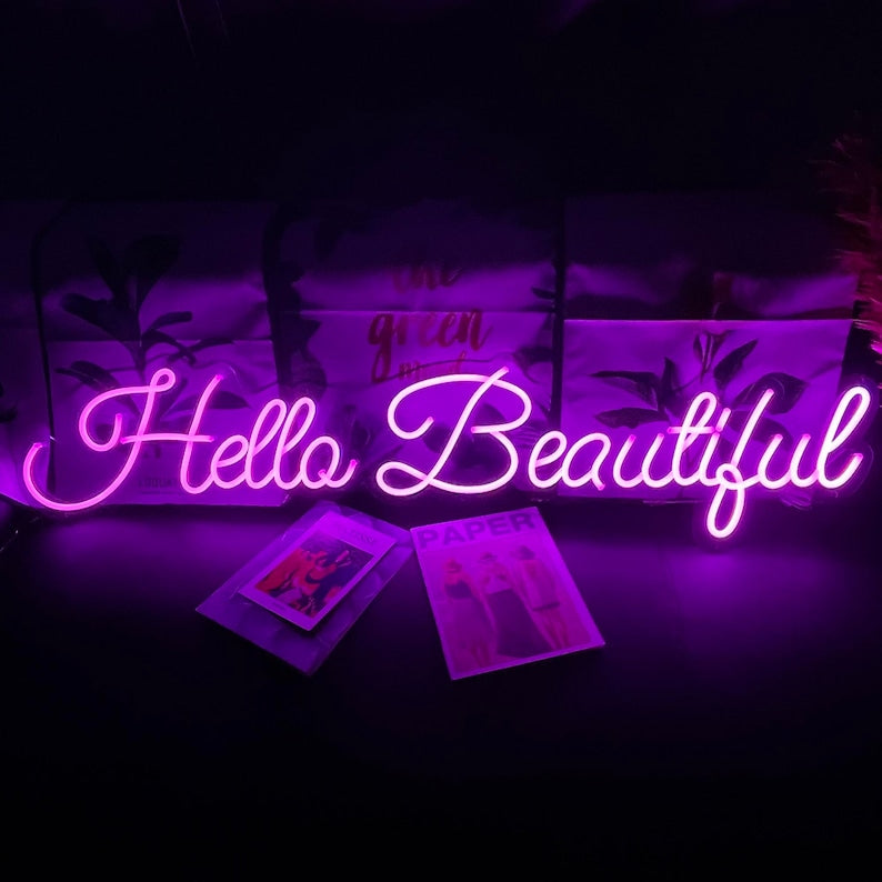 Hello Beautiful Personalized Neon Sign