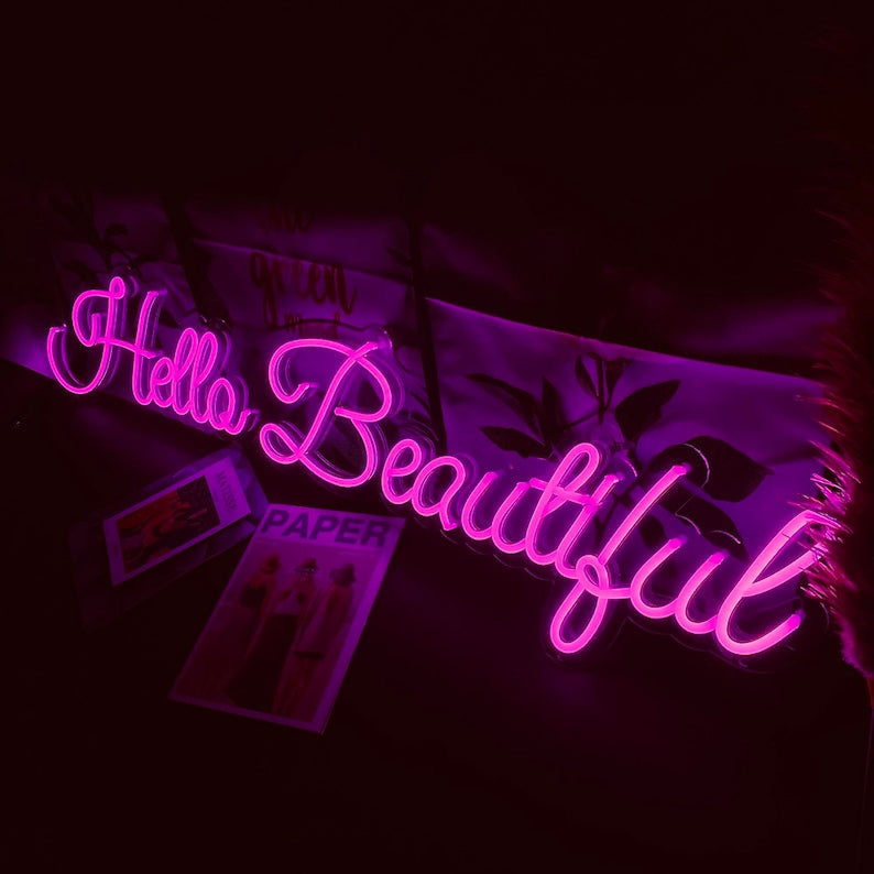 SELICOR Hello Beautiful Neon Sign Personalized led Sign Christmas Gift